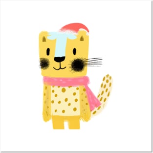 Cute Leopard Drawing Posters and Art